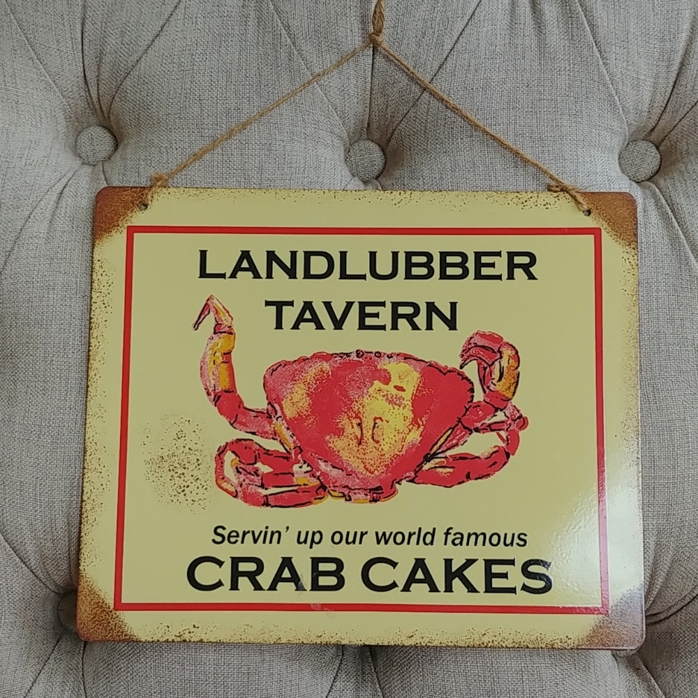 Tin crabcake sign